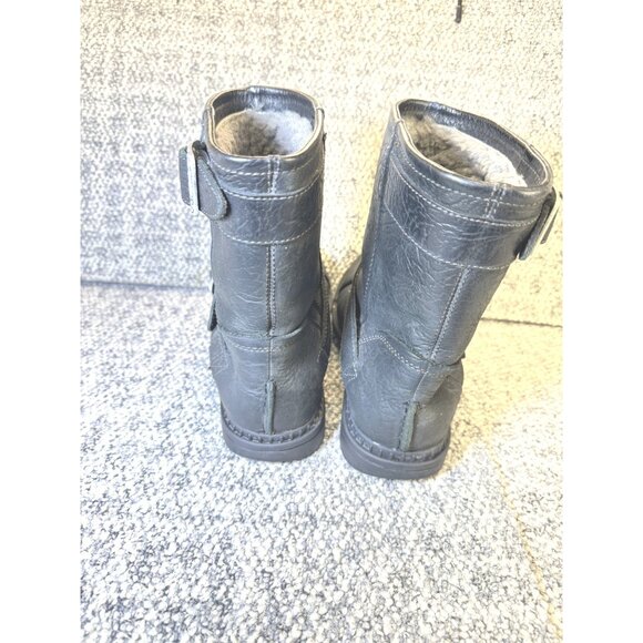 Vintage UGG Australia Black Leather Shearling-Lined Ankle Boots Men's Size 7 Wi - Picture 2 of 16